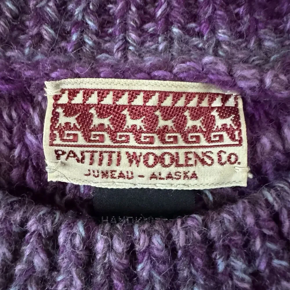 Vintage Paititi Woolens Sweater Womens L Purple 100% Wool Chunky Knit Alaska